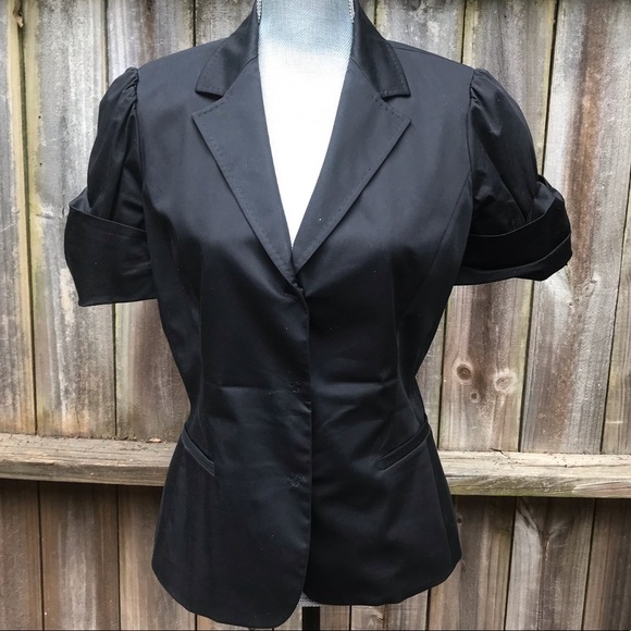 Elie Tahari Black Puffy Sleeve Jacket Size 8 - Picture 3 of 6